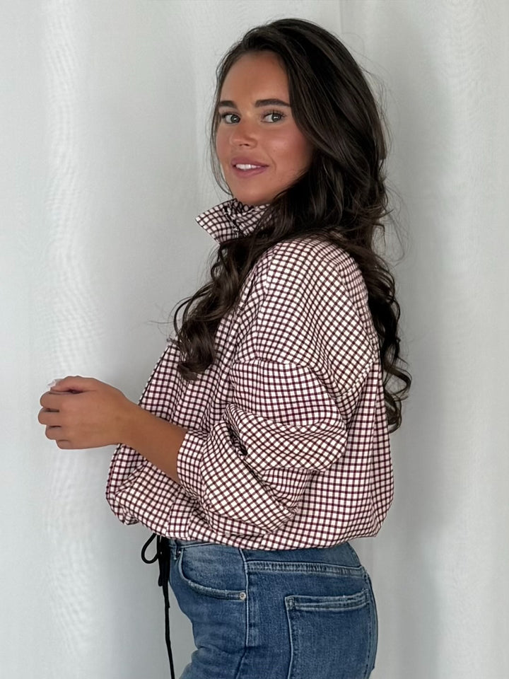Funnel Neck Checked Bomber Jacket (5 Colours)