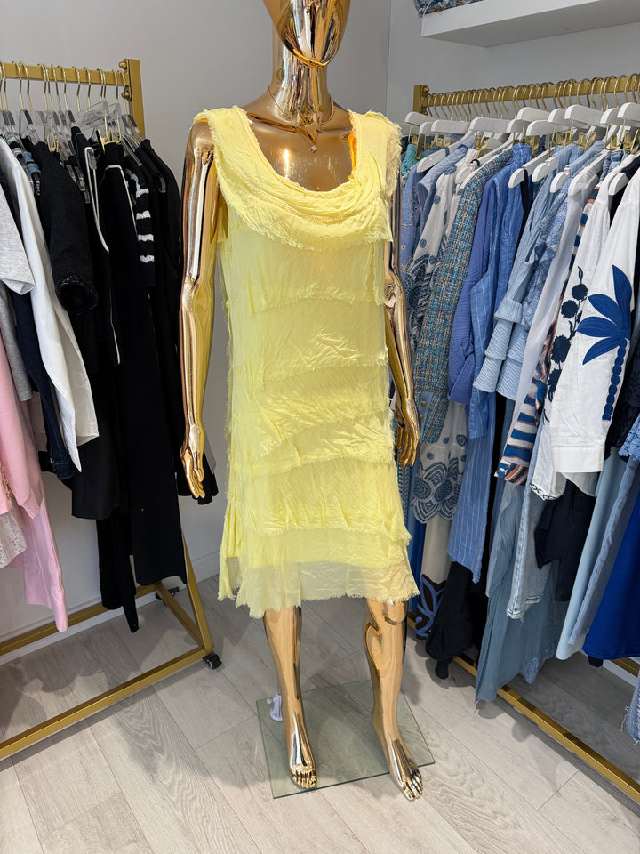 Silk Ruffle Layered Short Sleeve Midi Dress (2 Colours)