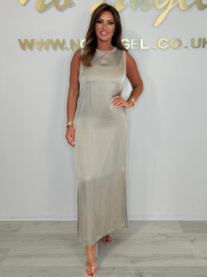 Sleeveless Satin Maxi Dress (2 Colours)
