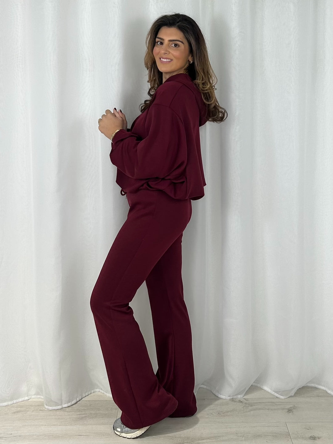 Balloon Sleeve Hooded Jumper & Flared Trouser Co-Ord (7 Colours)