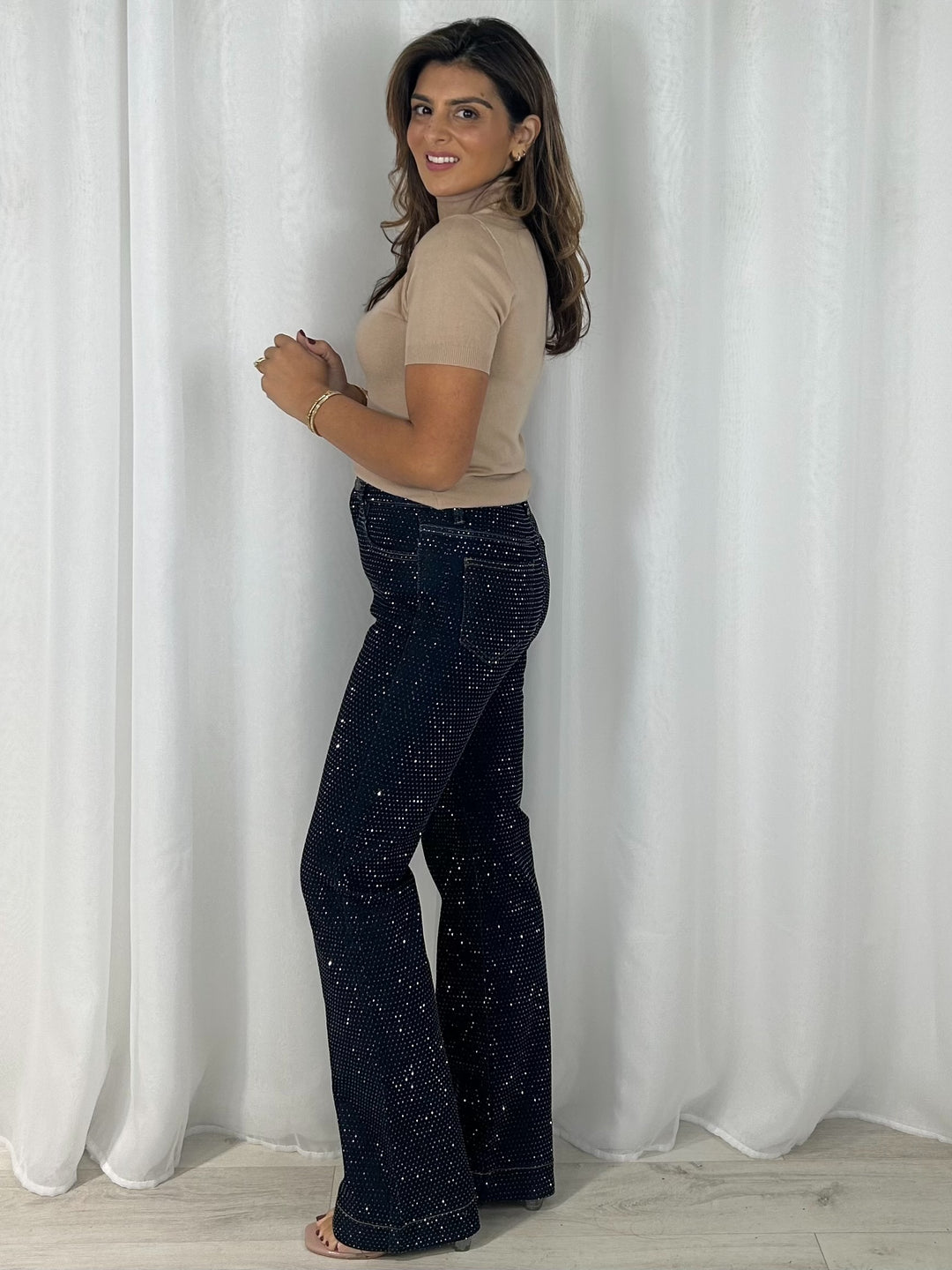 Denim Scattered Diamante Jeans (2 Colours)