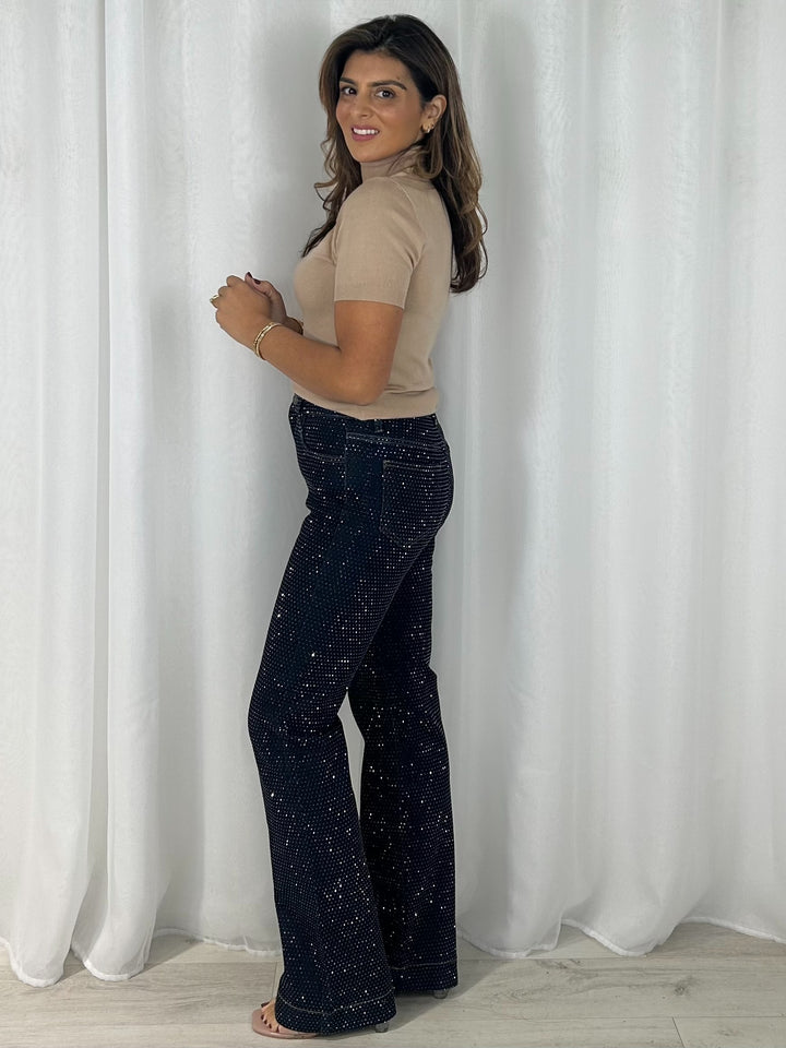 Denim Scattered Diamante Jeans (2 Colours)