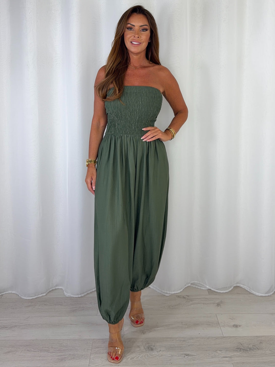 Smocked Bandeau Hareem Trouser Jumpsuit (4 Colours)