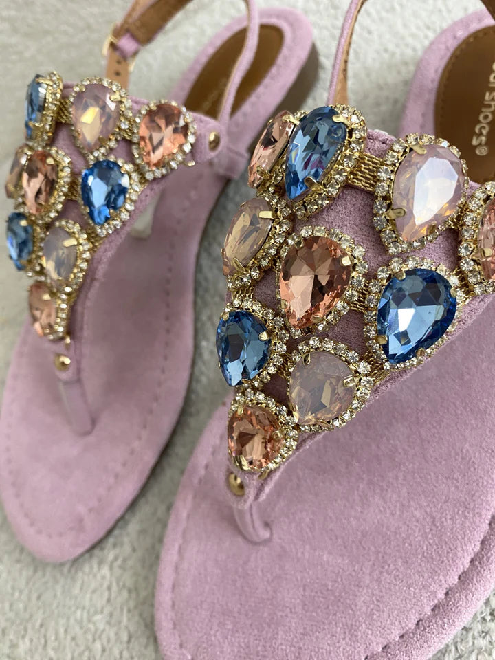 T Bar Jewelled Sandals ( 3 Colours )