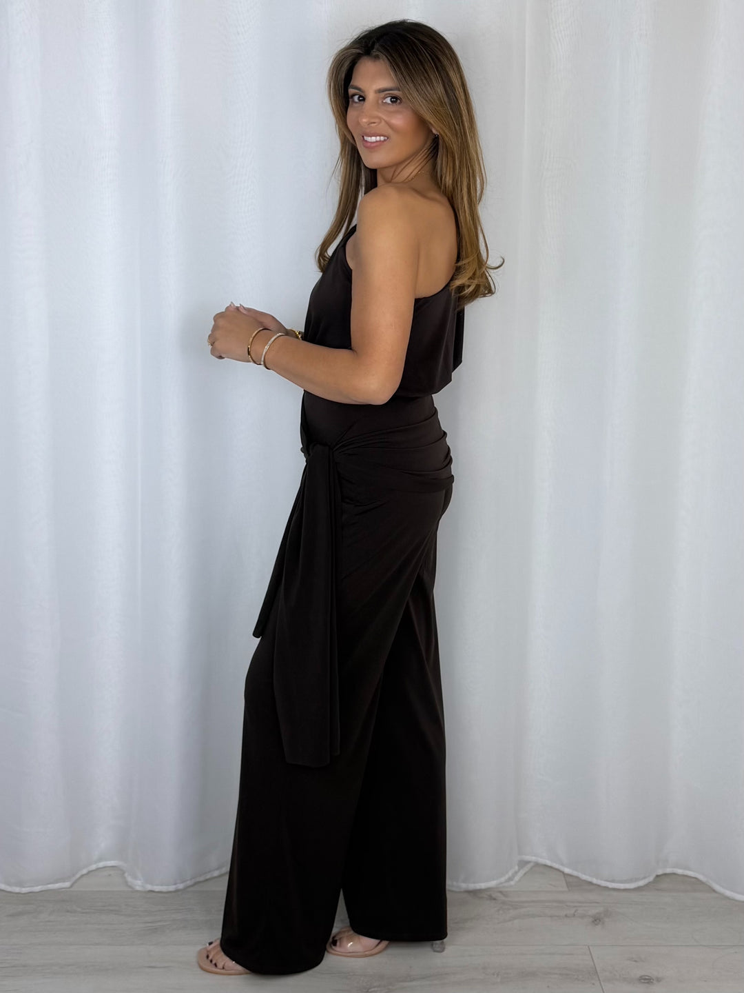 One Shoulder Draped Jumpsuit (8 Colours)