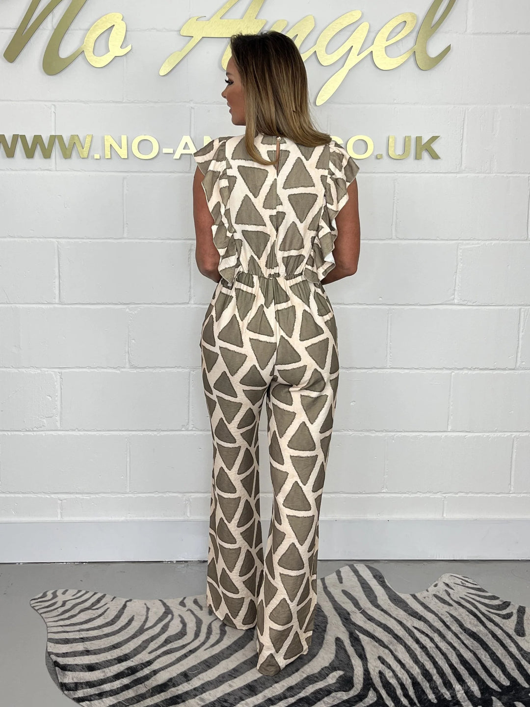 Triangle Print Ruffle Knot Jumpsuit (3 Colours)