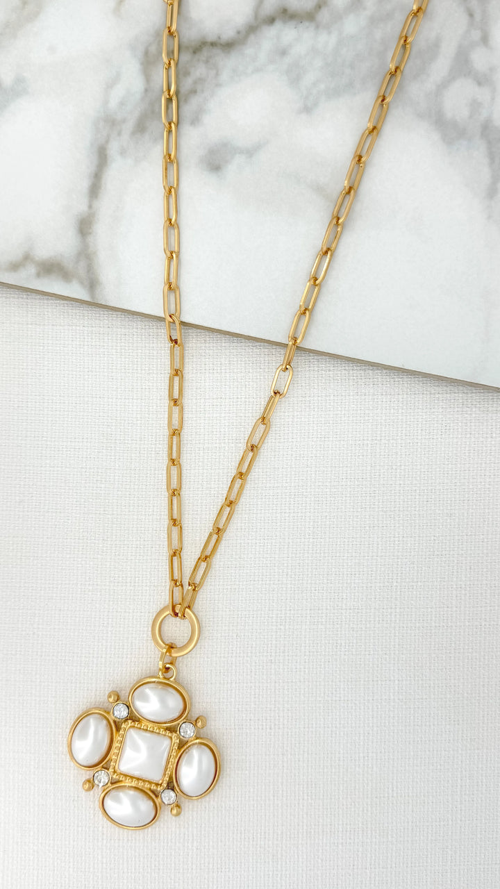 Long Chain Diamond & Jewel Pendant (2 Colours)