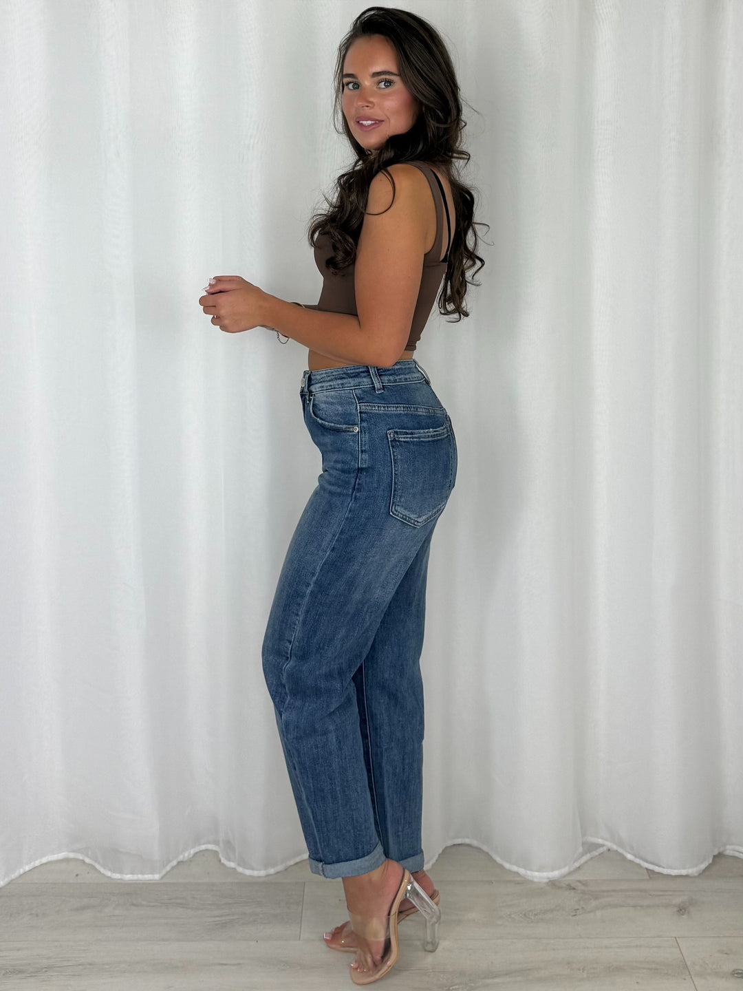 Turn Up Bottom Mom Jeans (15 Colours)