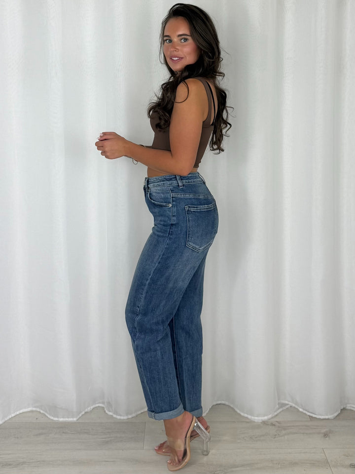 Turn Up Bottom Mom Jeans (15 Colours)