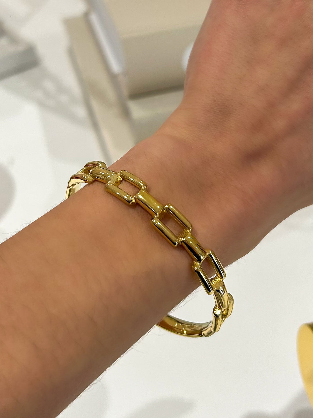 Gold Square Chain Bangle
