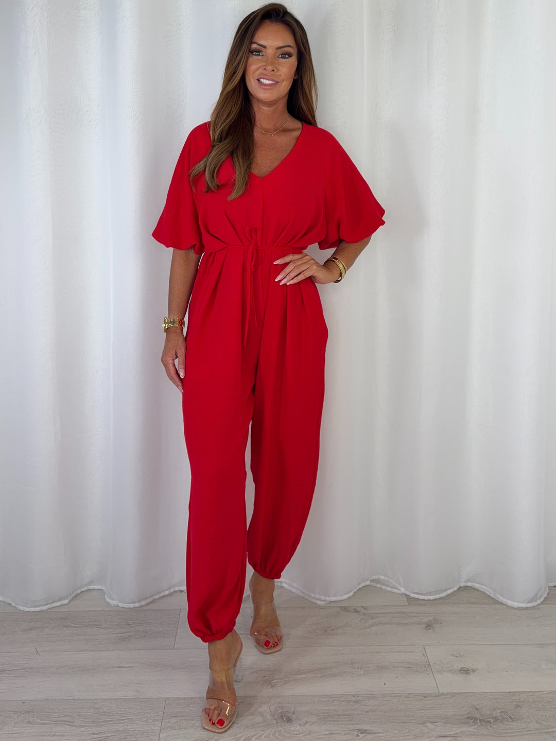 V-Neck Tie Up Waist Jumpsuit (5 Colours)