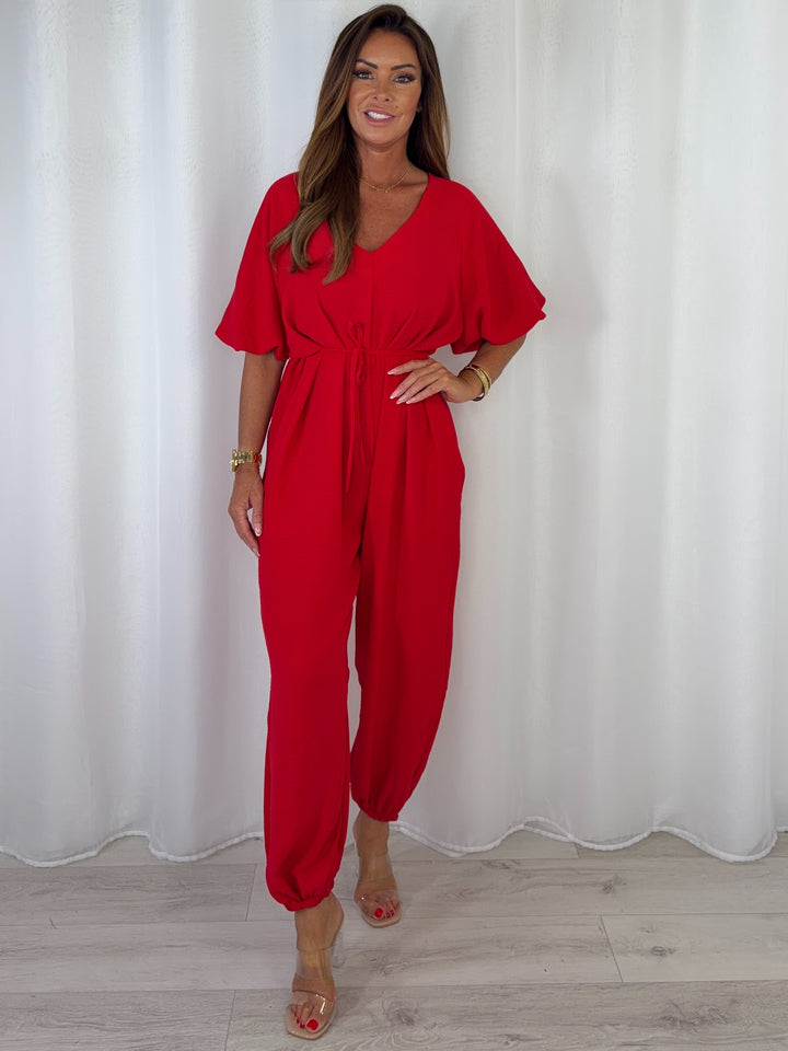 V-Neck Tie Up Waist Jumpsuit (5 Colours)