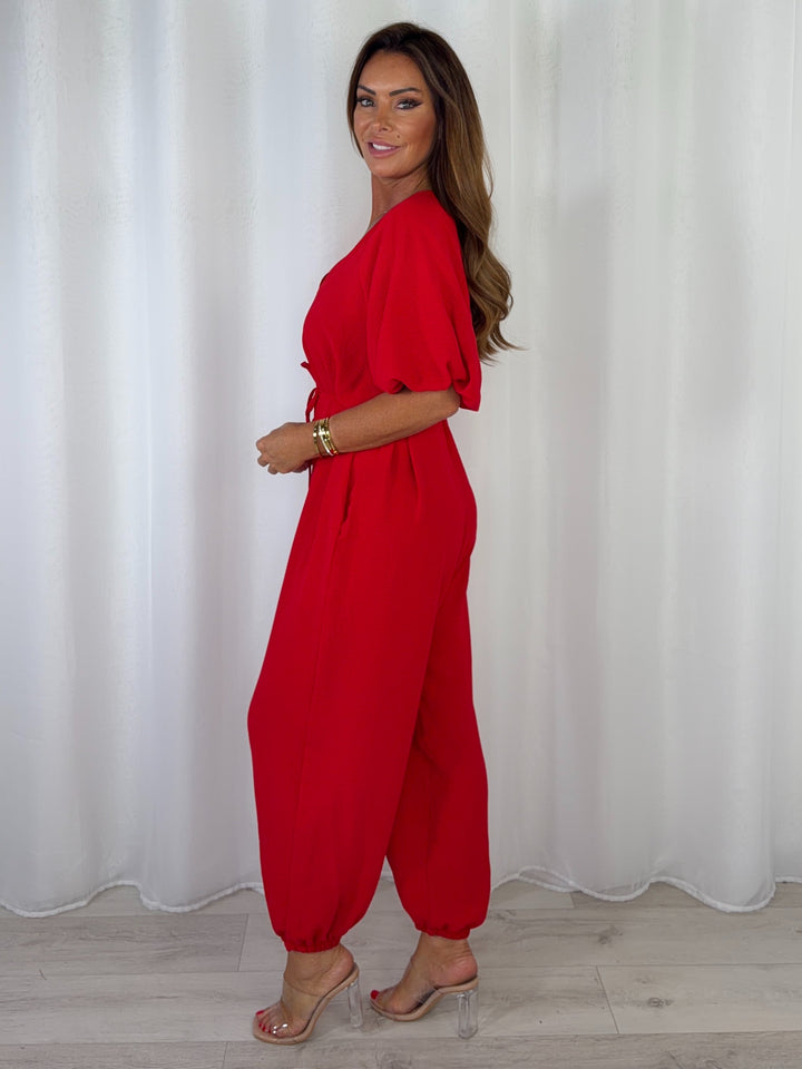 V-Neck Tie Up Waist Jumpsuit (5 Colours)