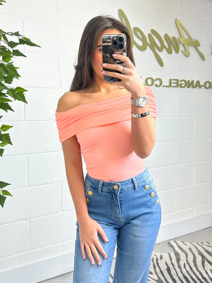 Fold Over Bardot Bodysuit ( 2 colours )