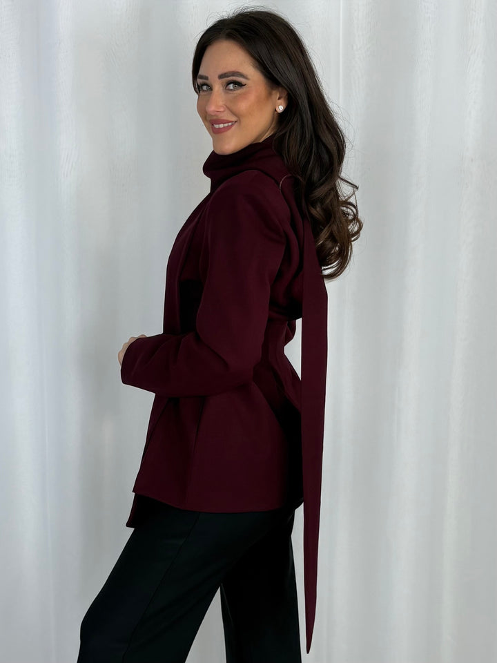 Tailored Button Front Blazer With Scarf (4 Colours)