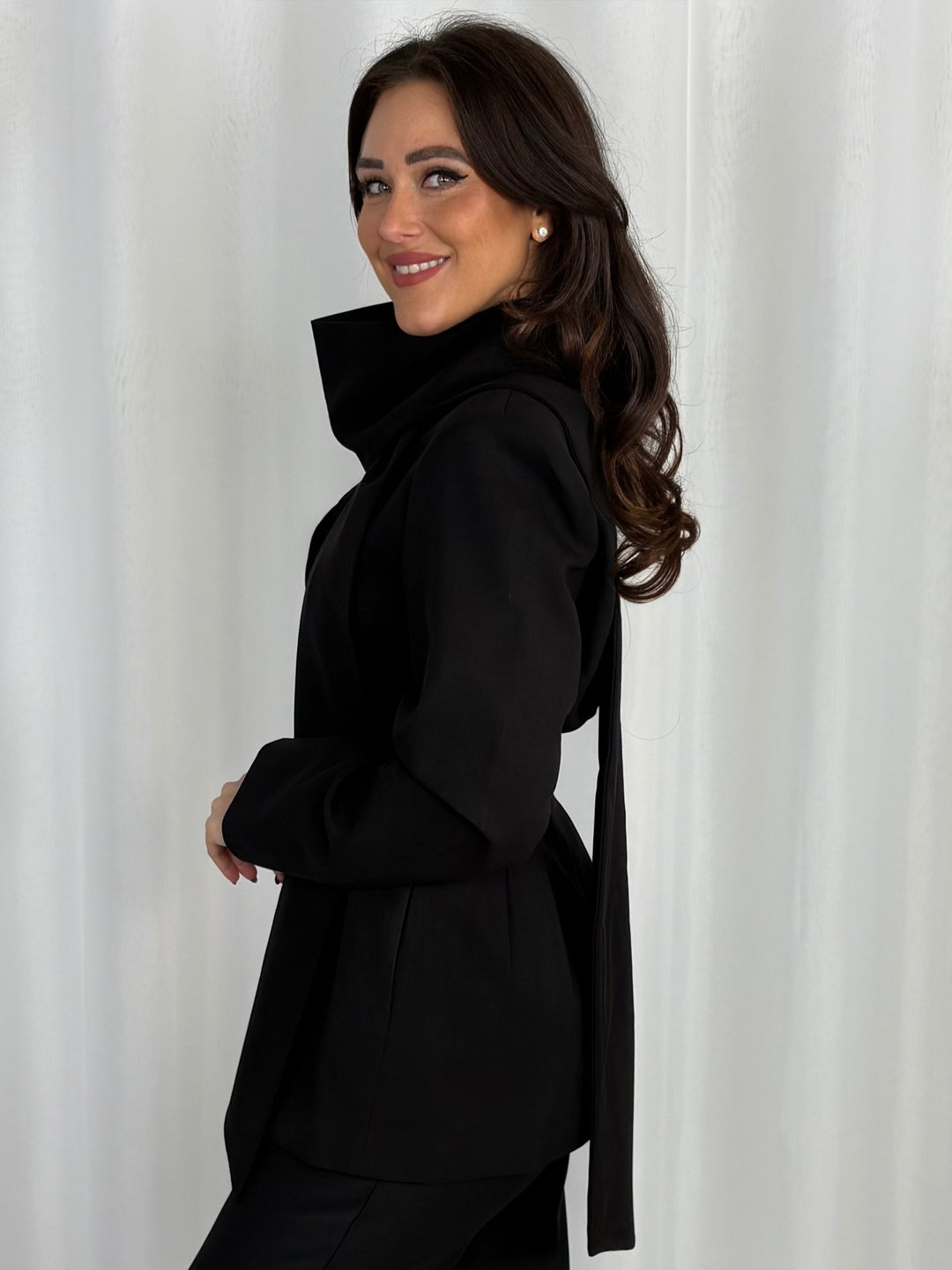 Tailored Button Front Blazer With Scarf (4 Colours)