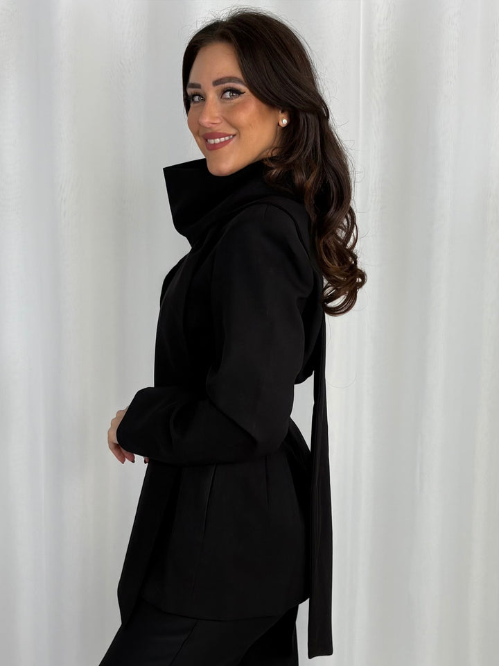 Tailored Button Front Blazer With Scarf (4 Colours)