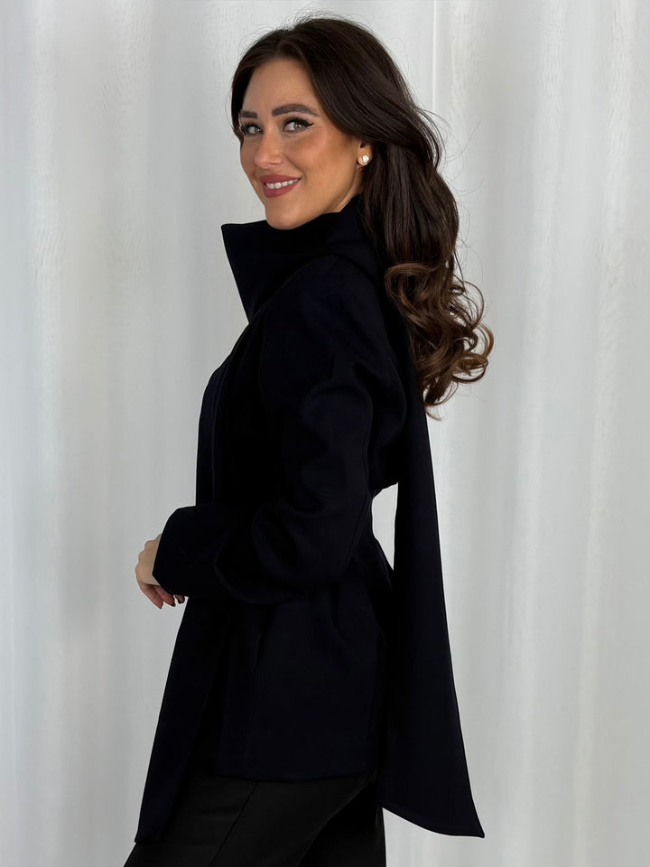 Tailored Button Front Blazer With Scarf (4 Colours)