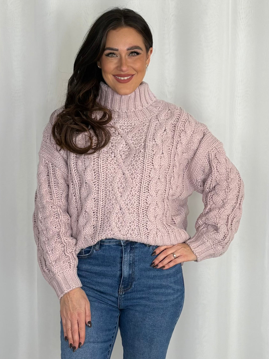 Chunky Cable Knit Roll Neck Jumper (4 Colours)