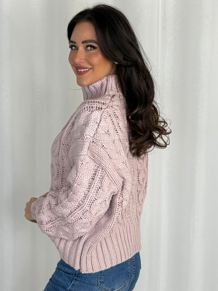 Chunky Cable Knit Roll Neck Jumper (4 Colours)