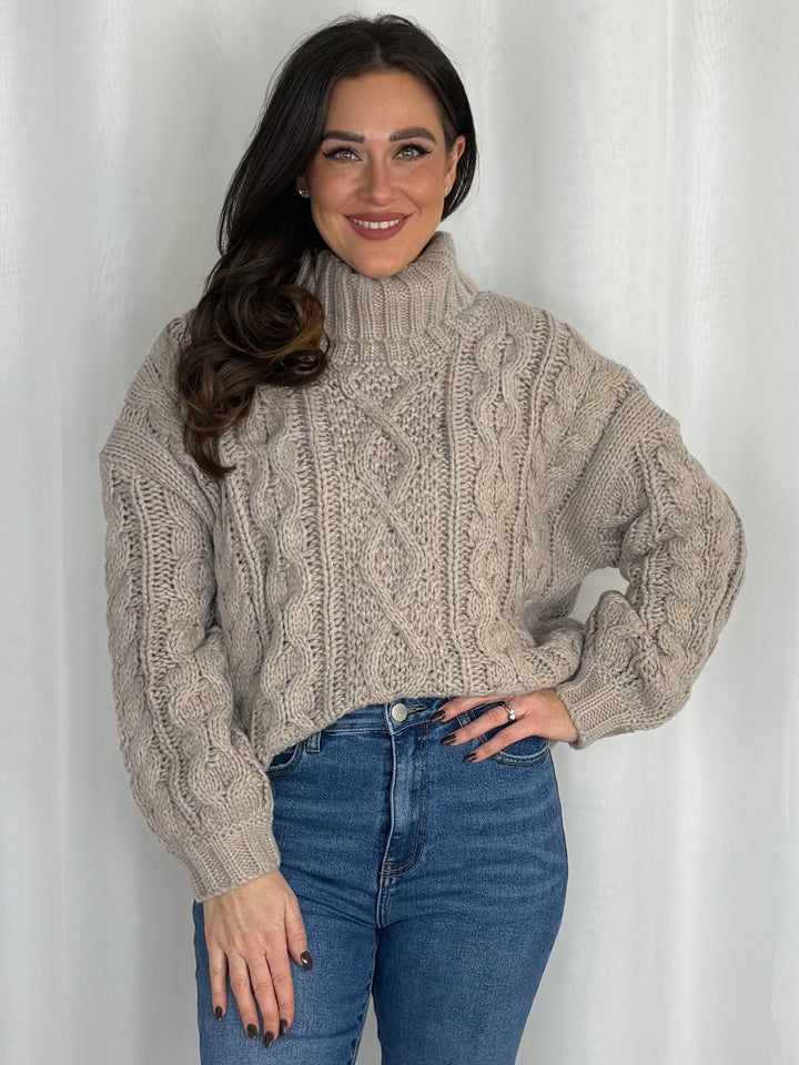 Chunky Cable Knit Roll Neck Jumper (4 Colours)