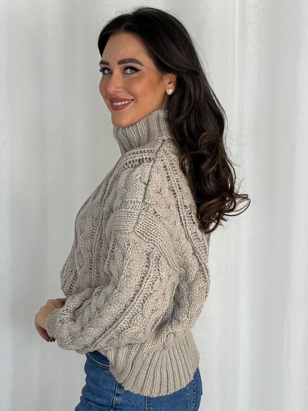 Chunky Cable Knit Roll Neck Jumper (4 Colours)