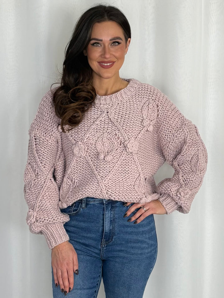 Chunky Bobble Detail Cable Knit Jumper (2 Colours)