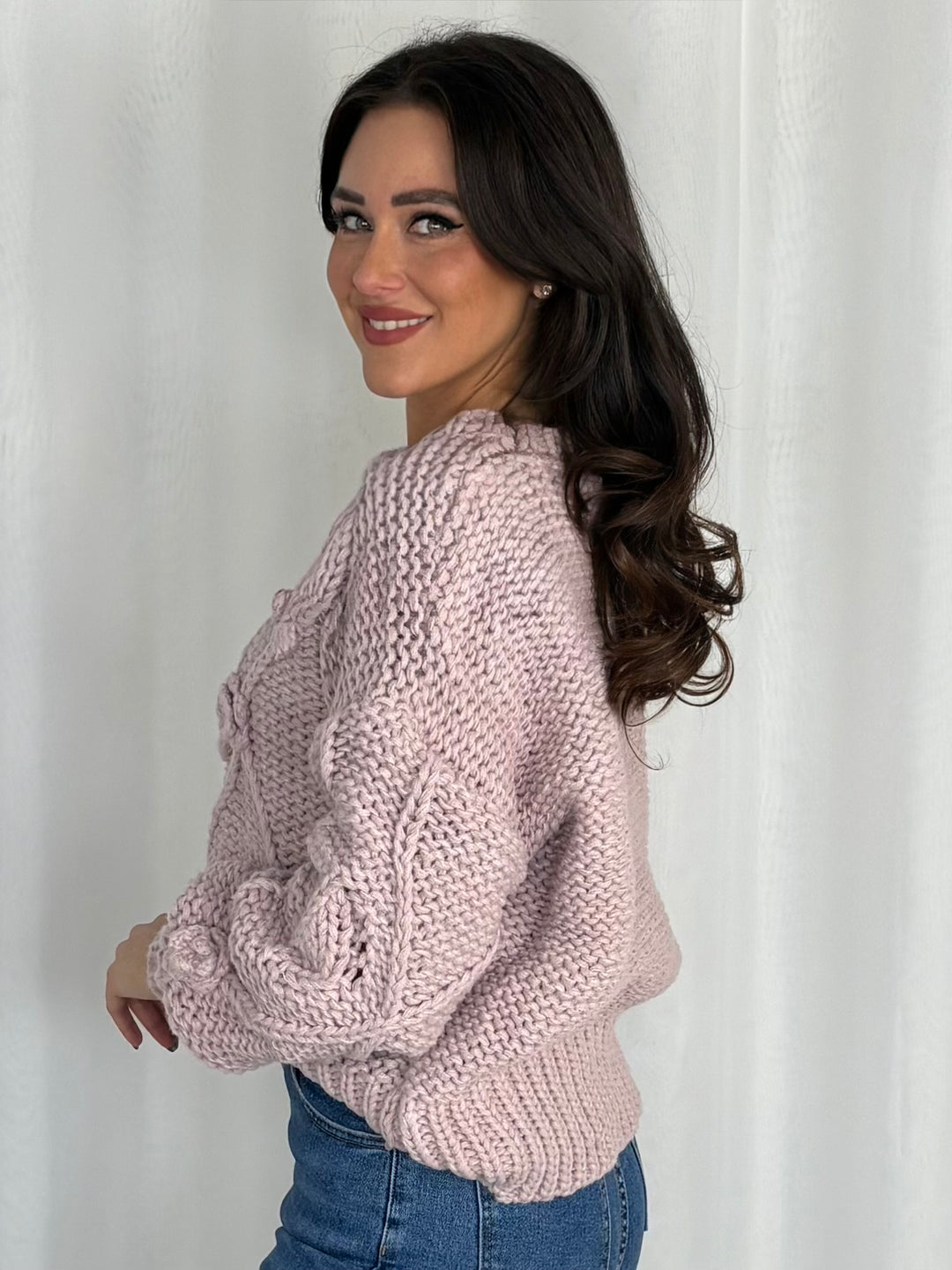 Chunky Bobble Detail Cable Knit Jumper (2 Colours)