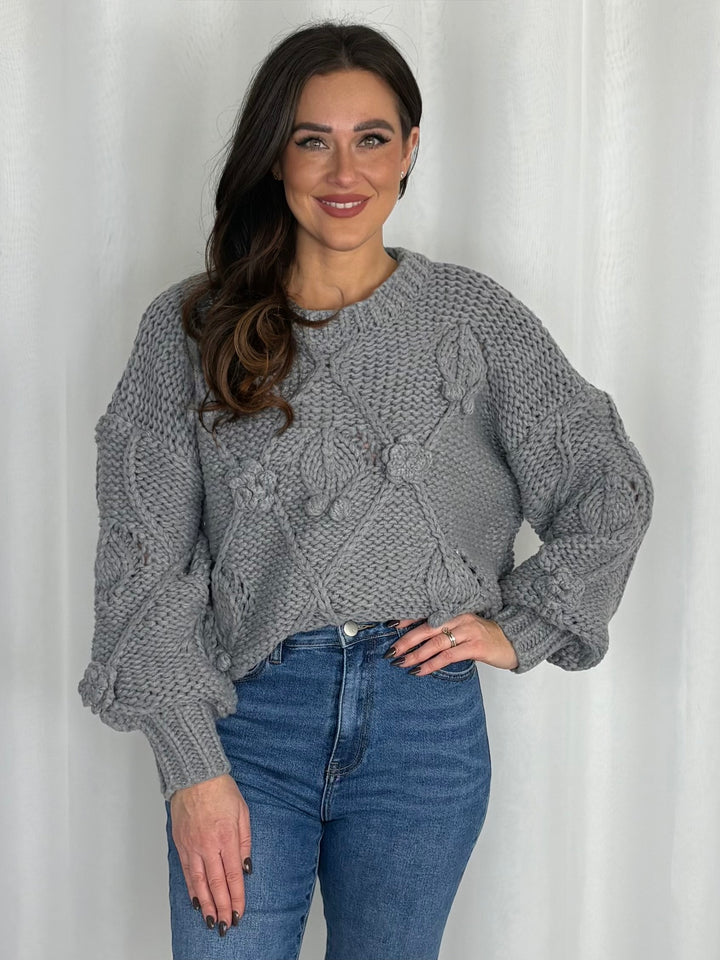 Chunky Bobble Detail Cable Knit Jumper (2 Colours)
