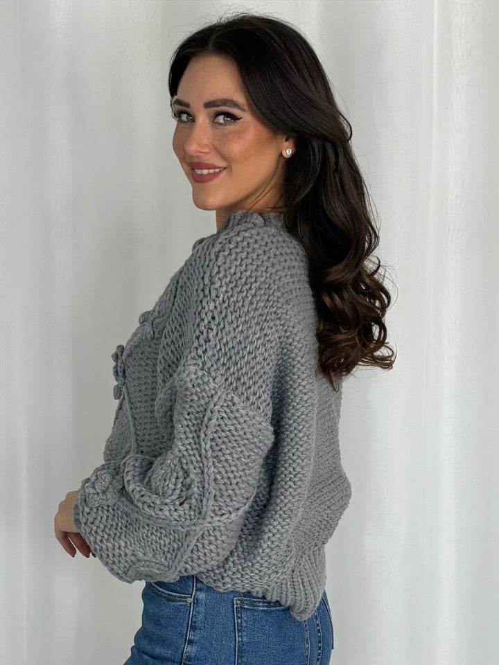 Chunky Bobble Detail Cable Knit Jumper (2 Colours)
