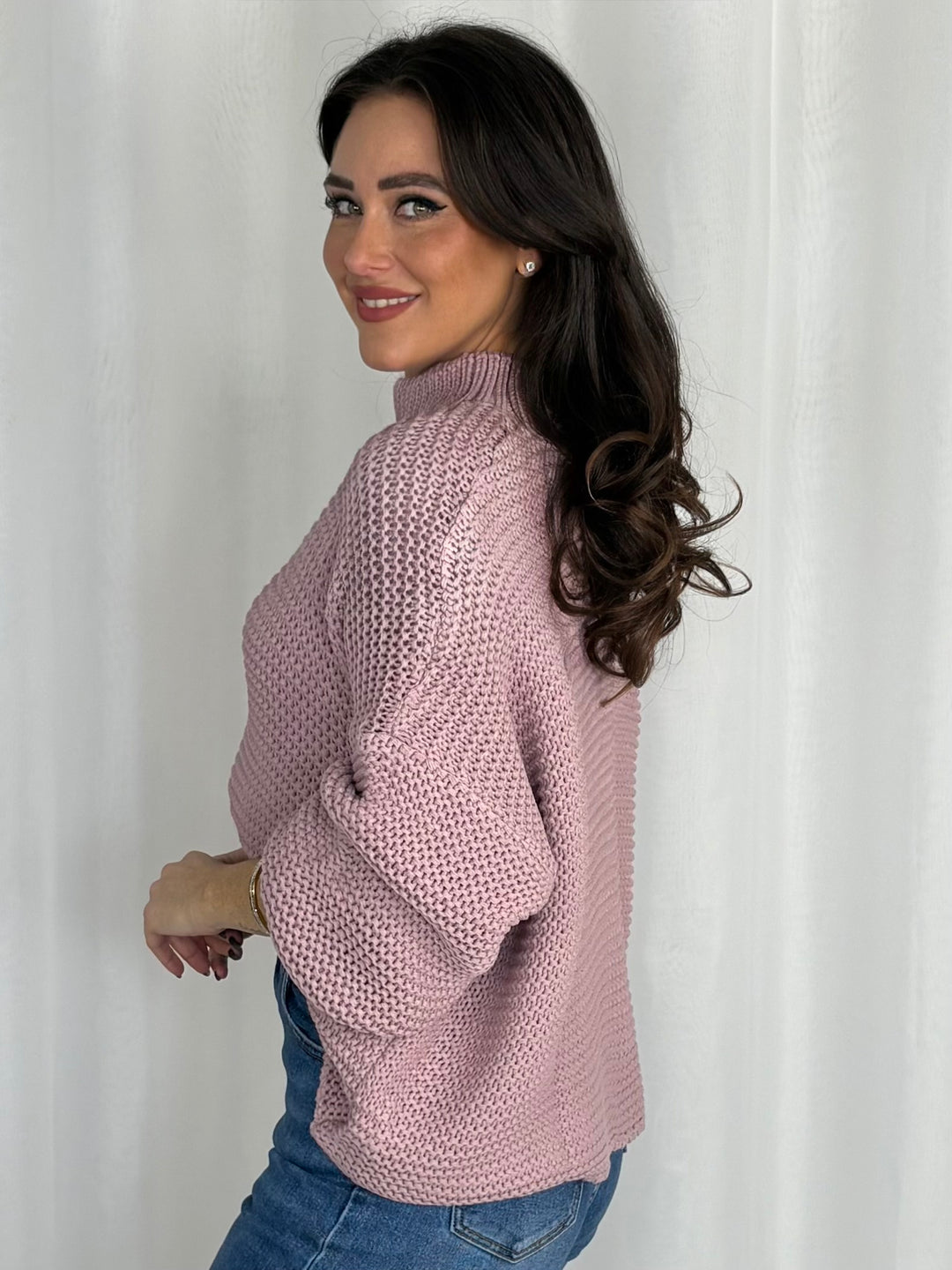 Textured Knit High Neck Jumper (3 Colours)