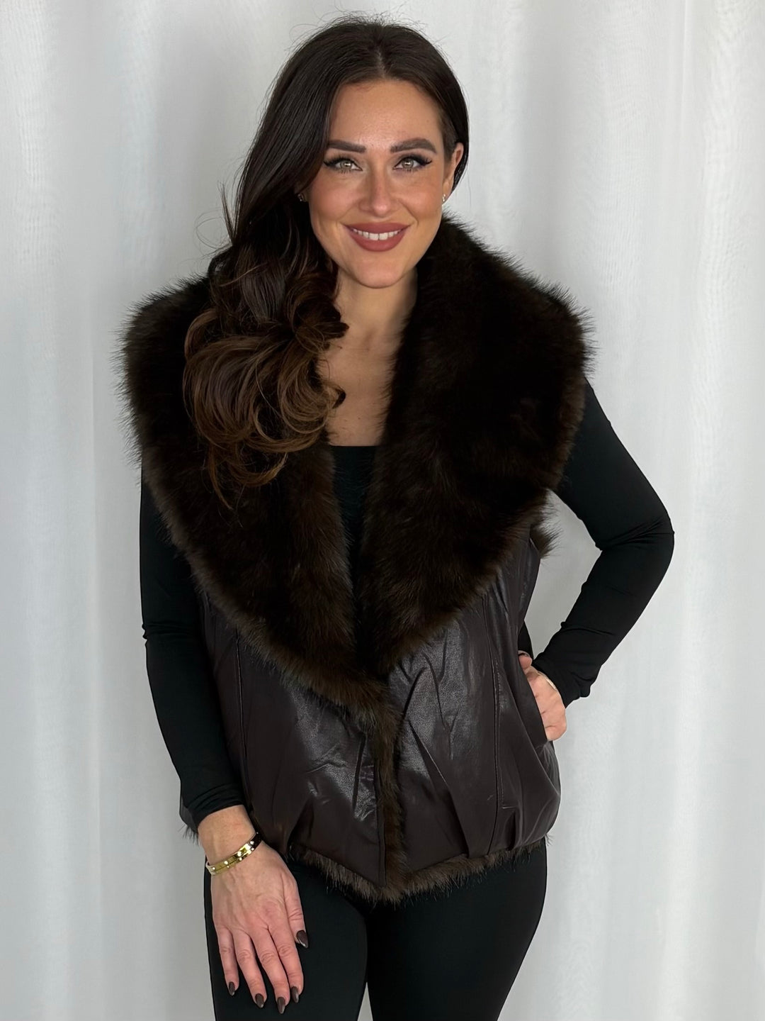Reversible Faux Fur & Faux Leather Gilet