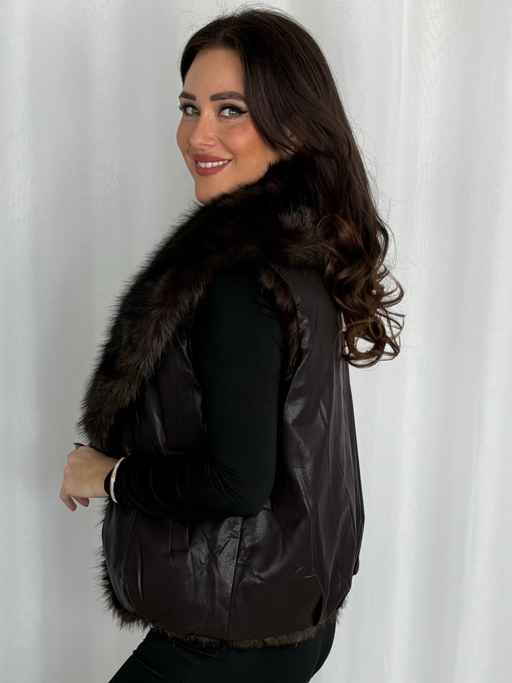 Reversible Faux Fur & Faux Leather Gilet