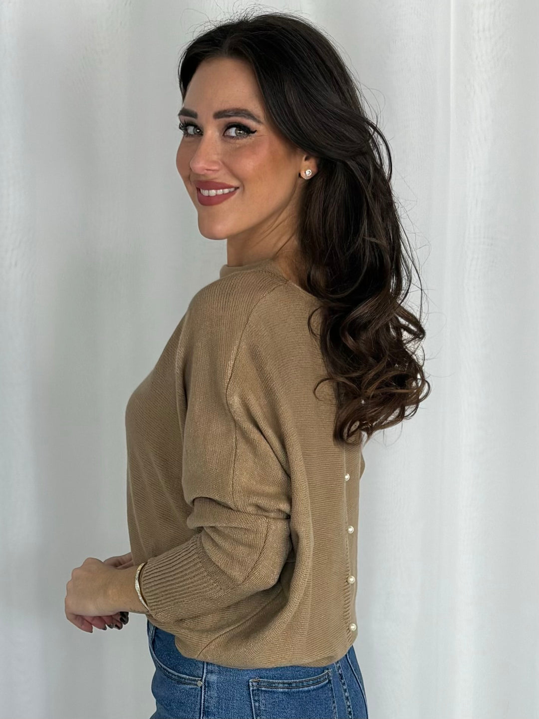 Pearl Button Back Soft Knit Jumper (4 Colours)