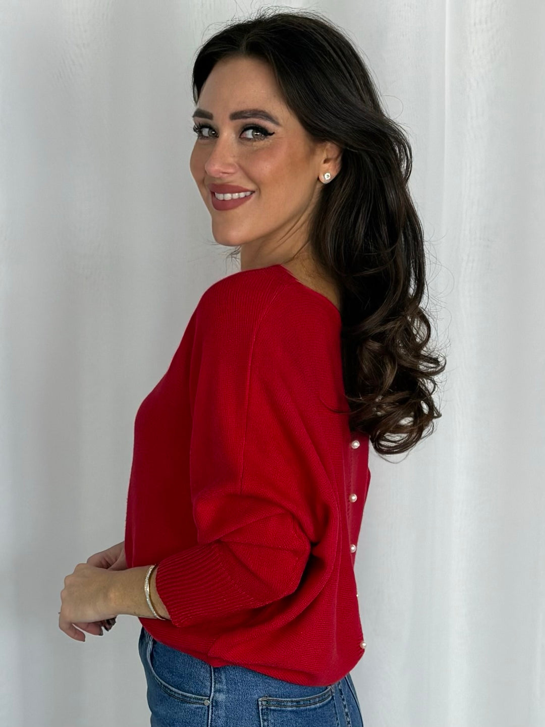Pearl Button Back Soft Knit Jumper (4 Colours)