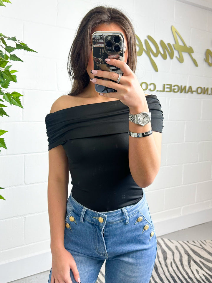 Fold Over Bardot Bodysuit ( 2 colours )