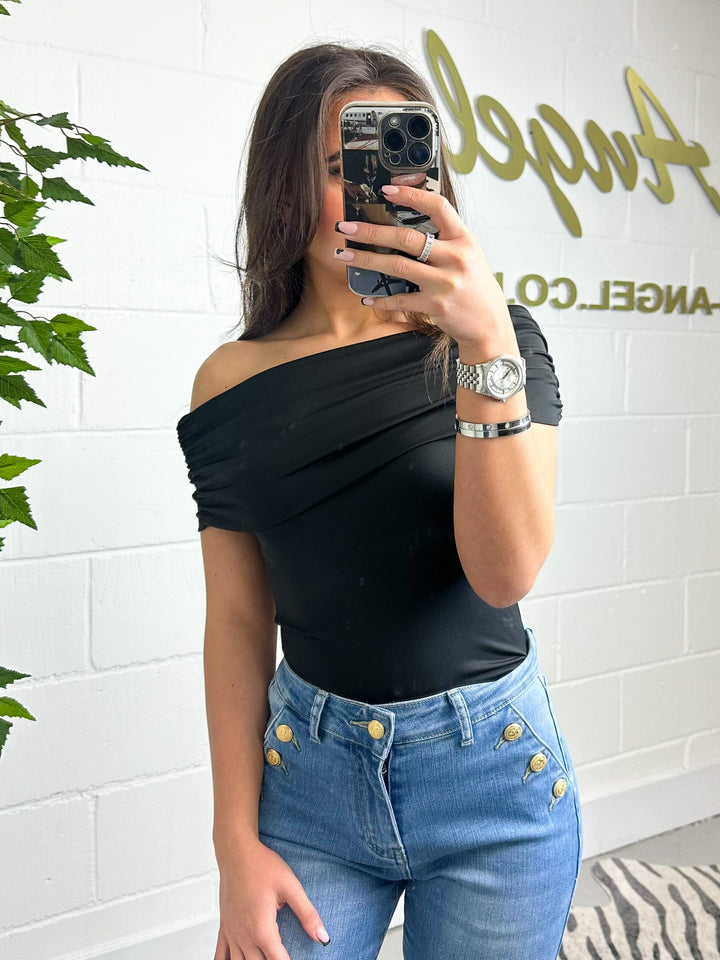 Fold Over Bardot Bodysuit ( 2 colours )