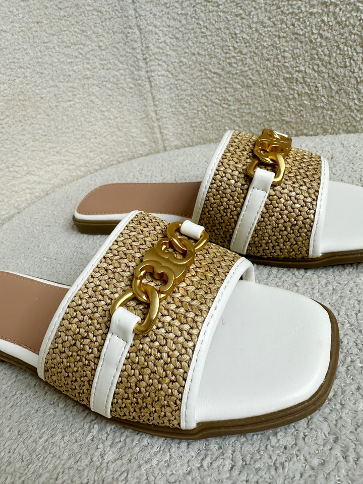 Woven Detail Gold Buckle Sliders ( 3 colours )