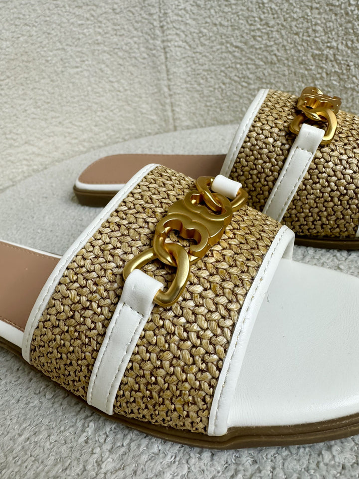 Woven Detail Gold Buckle Sliders ( 3 colours )