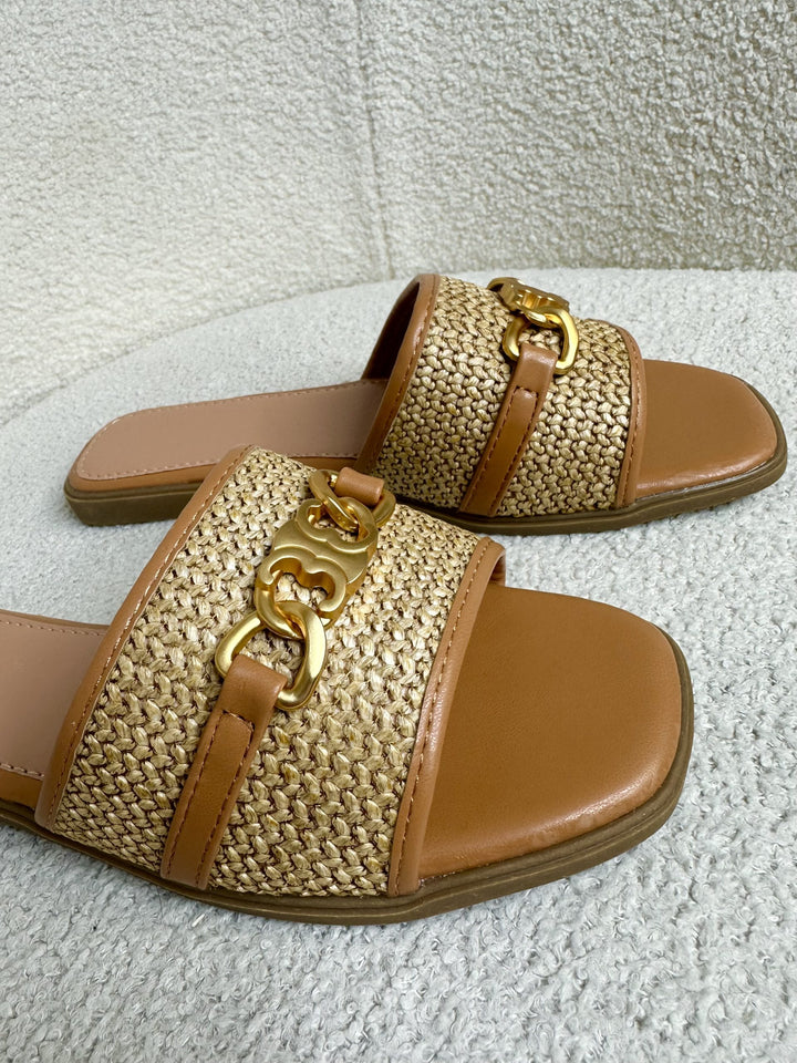 Woven Detail Gold Buckle Sliders ( 3 colours )