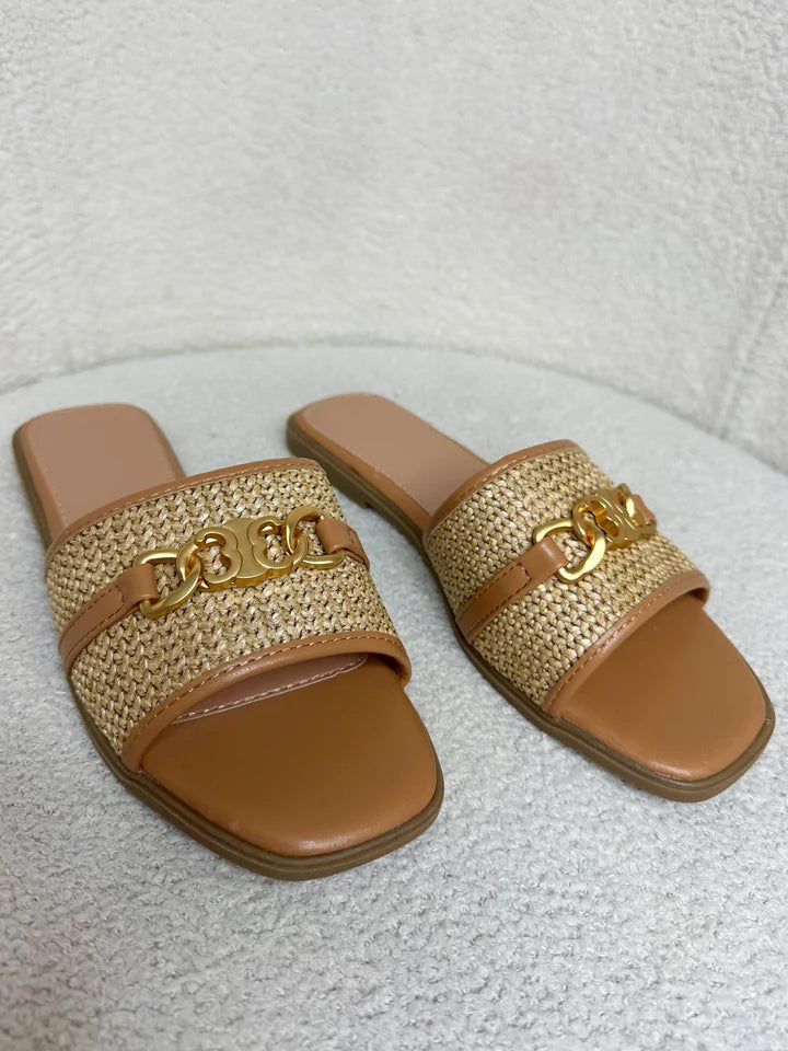 Woven Detail Gold Buckle Sliders ( 3 colours )