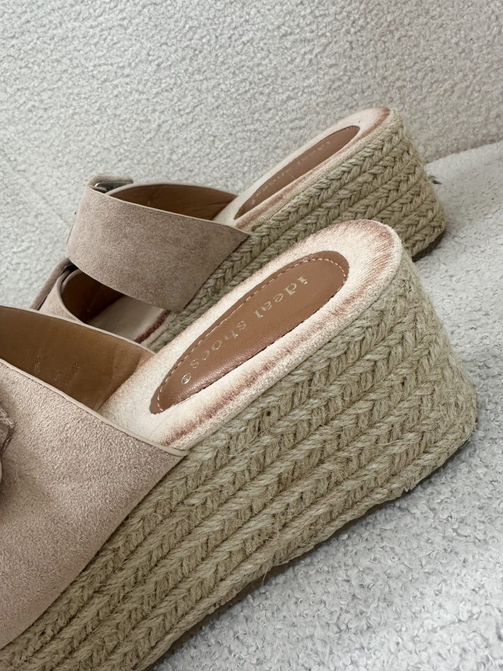 Nude Double Buckle Platform Slider