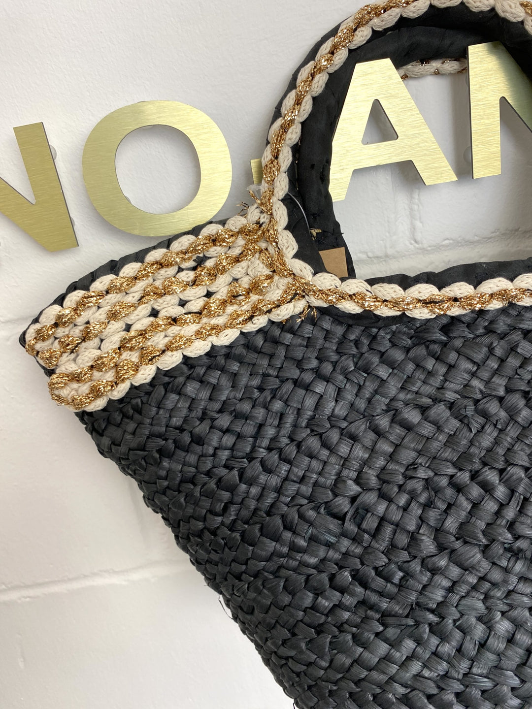 Woven Gold Detail Beach Bag ( 2 Colours )