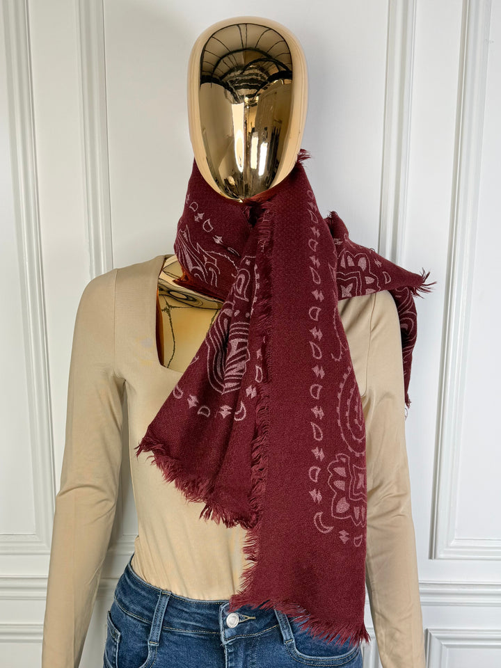 Paisley Print Fringed Scarf (5 Colours)