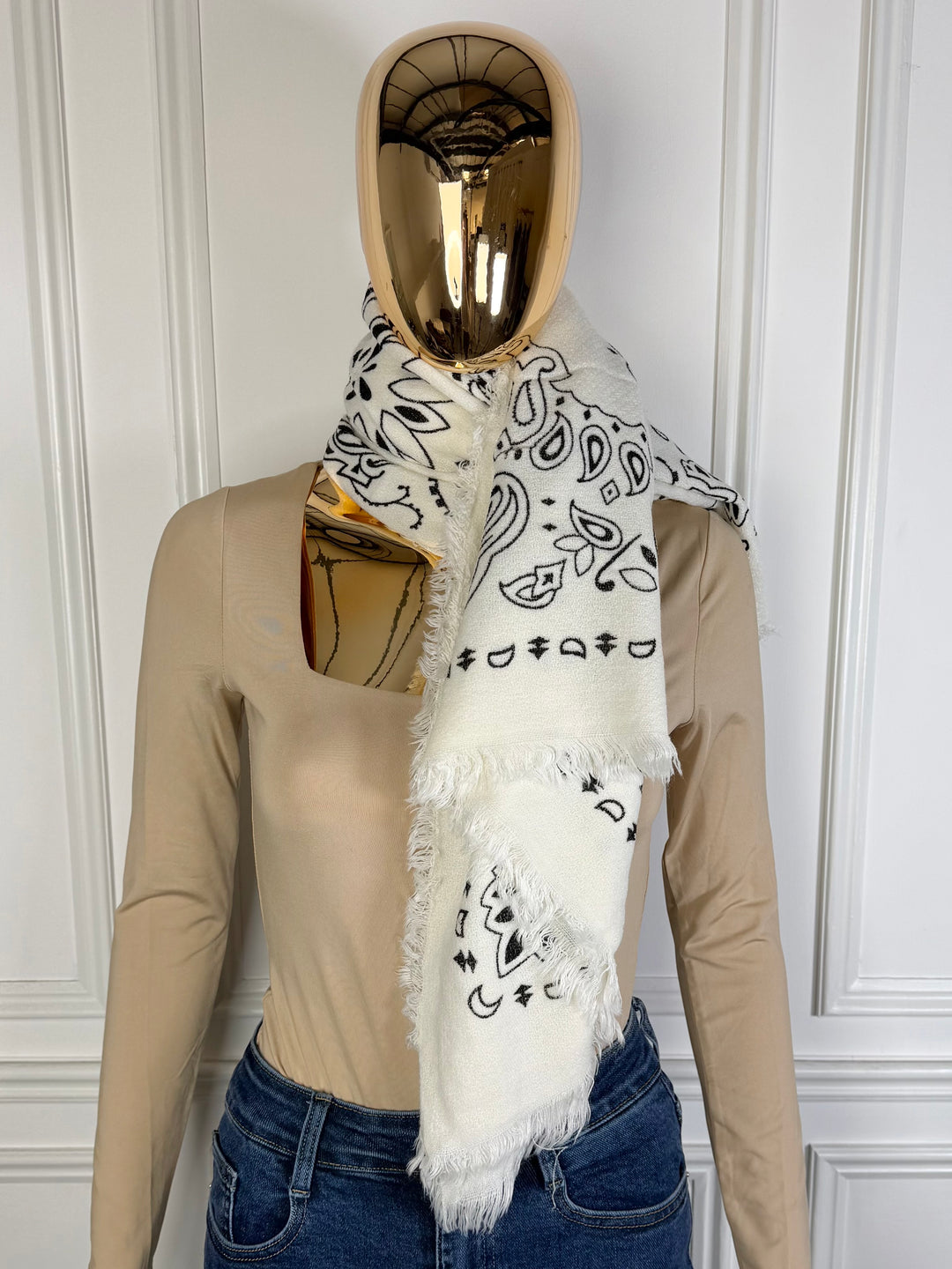 Paisley Print Fringed Scarf (5 Colours)