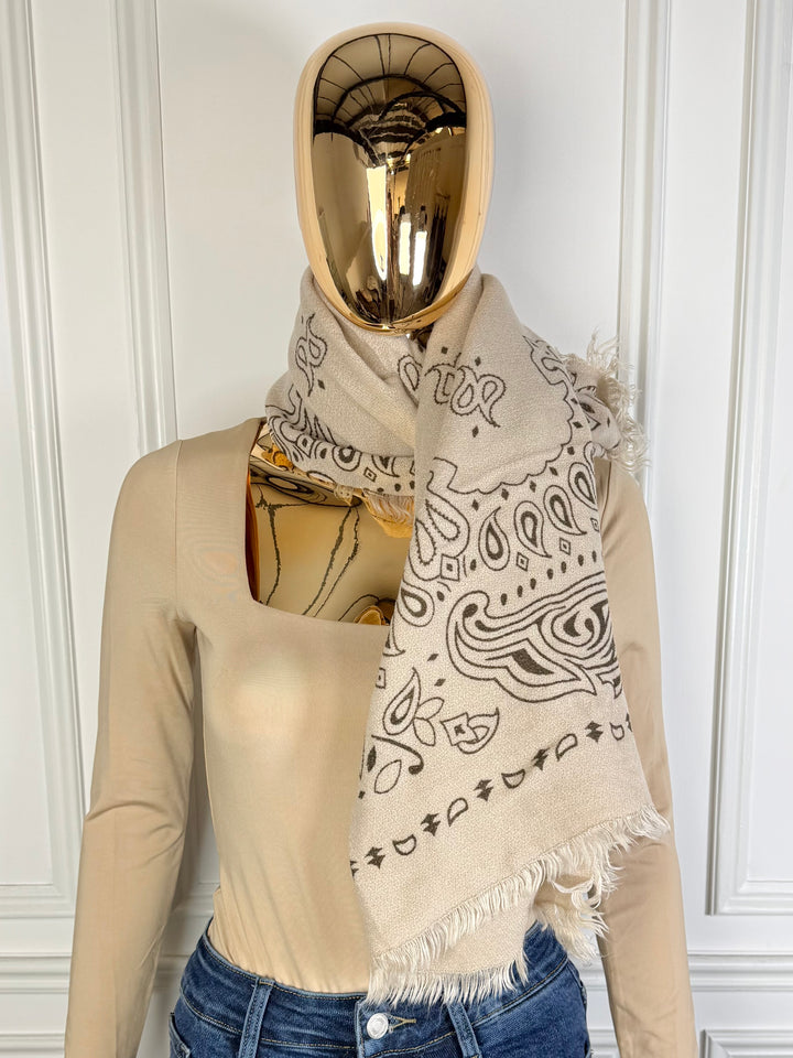 Paisley Print Fringed Scarf (5 Colours)