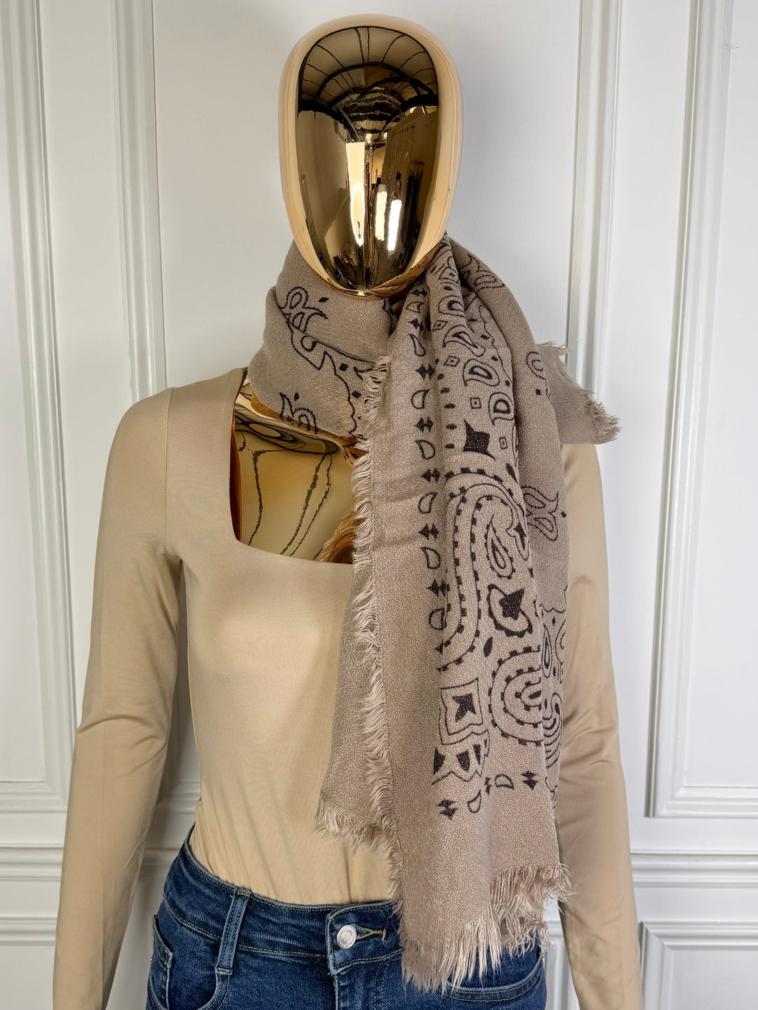 Paisley Print Fringed Scarf (5 Colours)