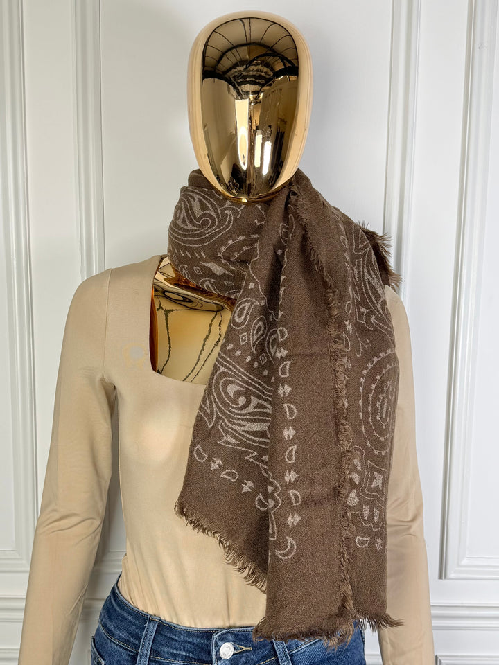 Paisley Print Fringed Scarf (5 Colours)