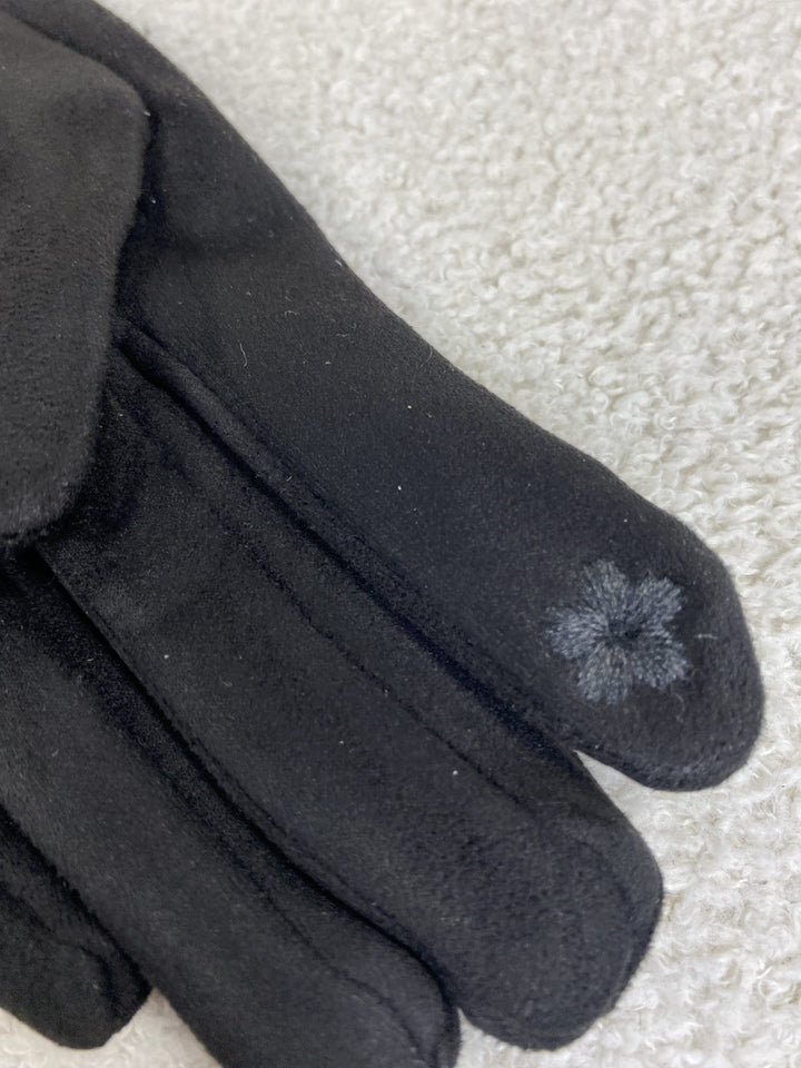 Black Suedette Touch Screen Gloves 7834