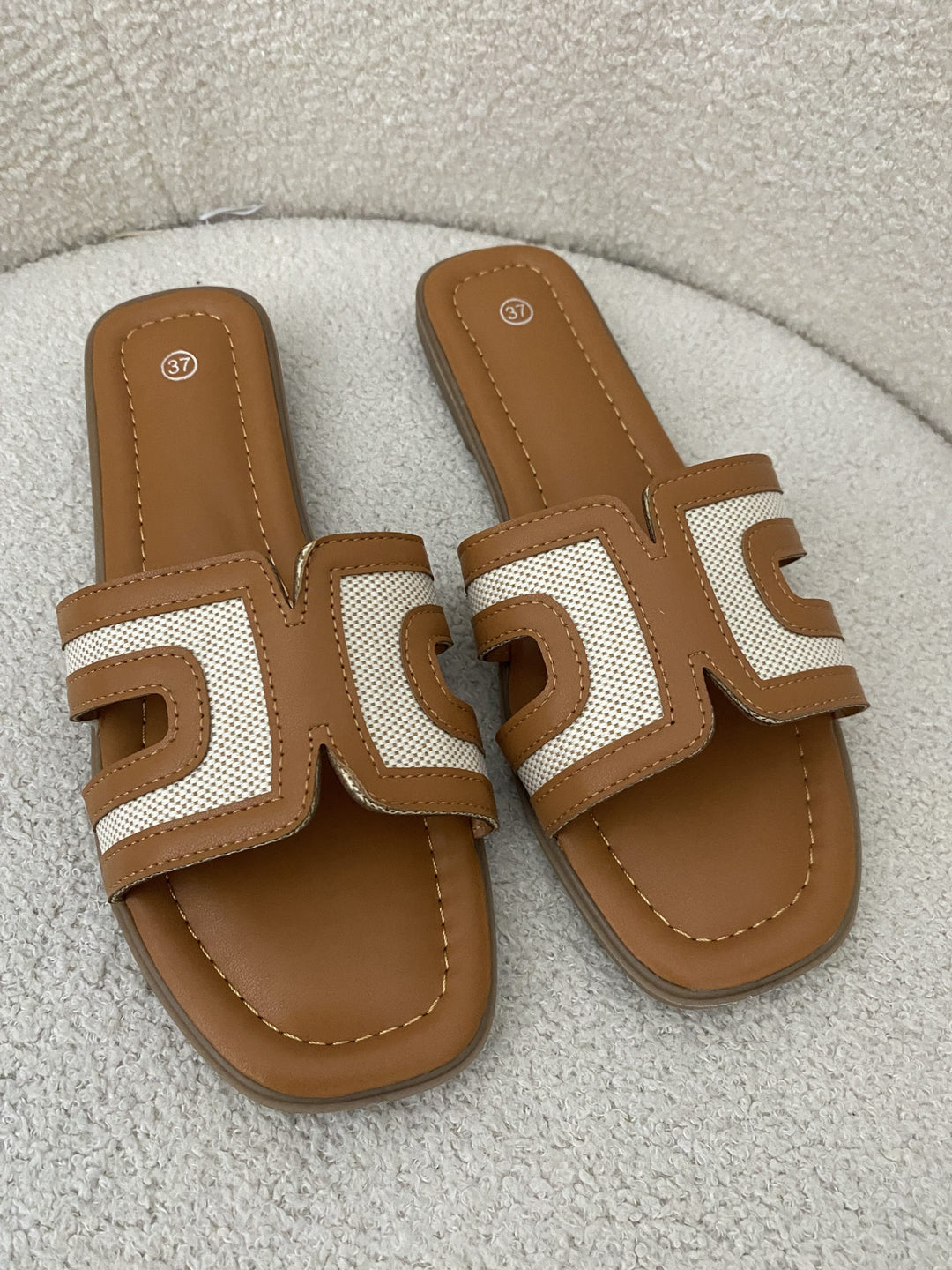 Tan & Beige Canvas Sliders